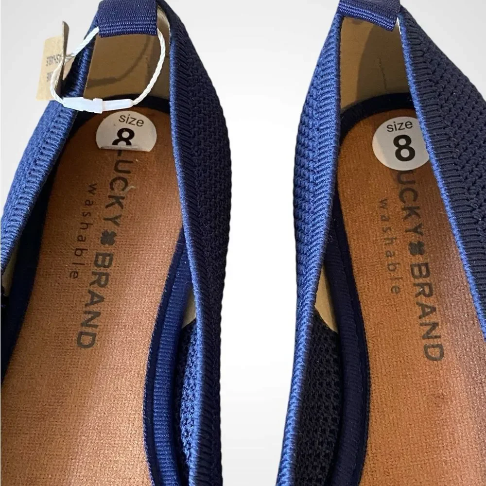 Lucky Brand blue Daneric knit washable Slip-On Flats Mary Jane NWOB size 8